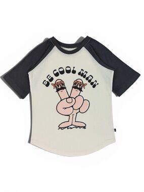Kids 'Be Cool Man' Raglan Tee - Black & Cream